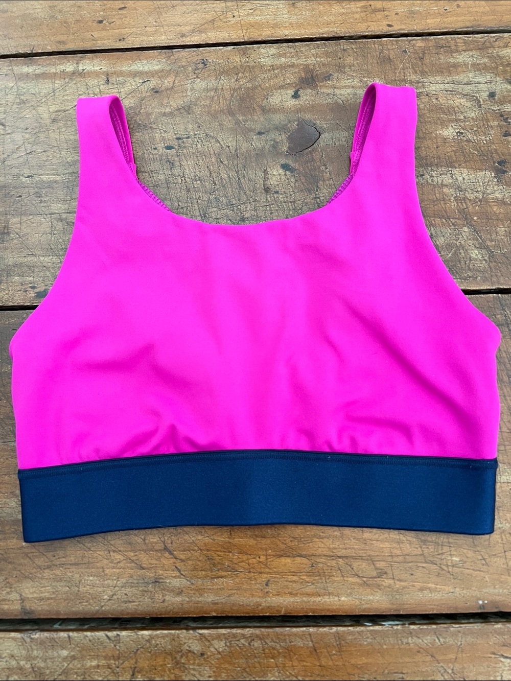Athleta Hot Pink and Black Support Crop Sports Bra - Size XS